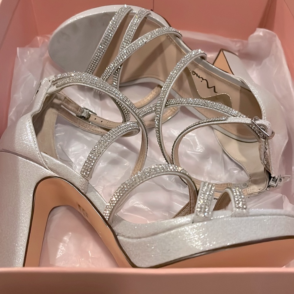 Block Heels with Sparkle Straps Size 6.5